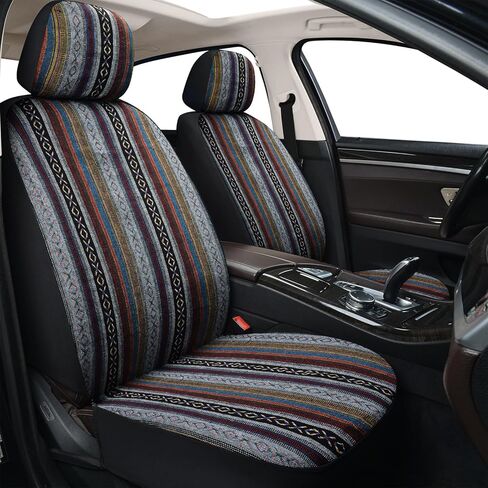 Baja Saddle Blanket Car Seat Covers, Boho Striped Woven Front Seat Protectors, Breathable & Washable Interior Covers, Universal Fit for Most Cars SUVs Trucks, Airbag Compatible, Flower, 8 pcs. in Saudi Arabia
