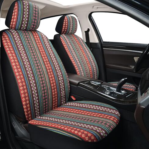 أغطية مقاعد السيارة من Baja Saddle Blanket، واقيات المقاعد الأمامية المنسوجة المخططة من Boho، أغطية داخلية قابلة للتنفس وقابلة للغسل، مناسبة لمعظم السيارات والشاحنات وسيارات الدفع الرباعي، متوافقة مع الوسائد الهوائية، زهرة، 8 قطع. in Kuwait