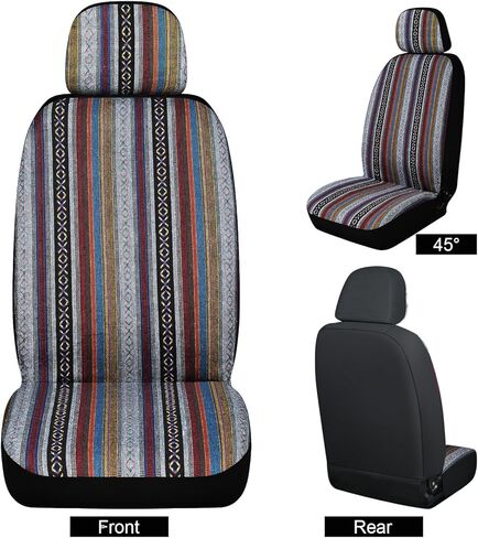 Baja Saddle Blanket Car Seat Covers, Boho Striped Woven Front Seat Protectors, Breathable & Washable Interior Covers, Universal Fit for Most Cars SUVs Trucks, Airbag Compatible, Flower, 8 pcs. in Saudi Arabia