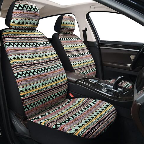 أغطية مقاعد السيارة من Baja Saddle Blanket، واقيات المقاعد الأمامية المنسوجة المخططة من Boho، أغطية داخلية قابلة للتنفس وقابلة للغسل، مناسبة لمعظم السيارات والشاحنات وسيارات الدفع الرباعي، متوافقة مع الوسائد الهوائية، زهرة، 8 قطع. in Kuwait