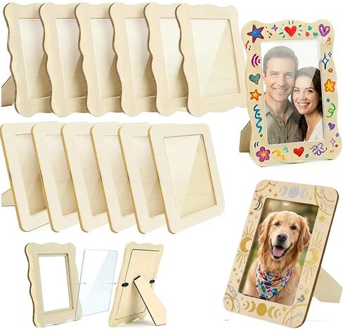 إطار صور خشبي مقاس 4x6 DIY، إطار غير مكتمل مع طبقة واقية للصور. مثالي لعيد الأم، وحفلات أعياد الميلاد، وعيد الأب، والذكرى السنوية لعيد الحب in Kuwait