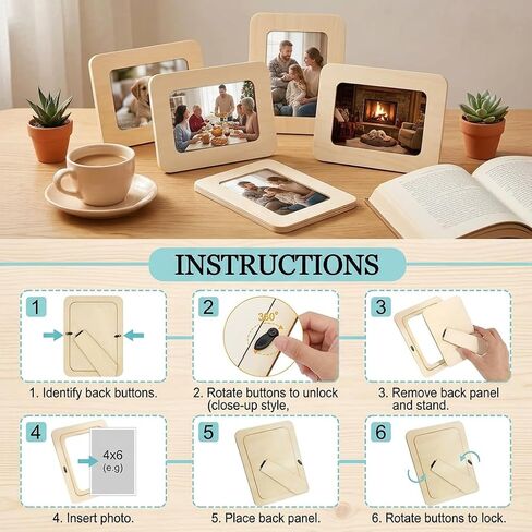 إطار صور خشبي مقاس 4x6 DIY، إطار غير مكتمل مع طبقة واقية للصور. مثالي لعيد الأم، وحفلات أعياد الميلاد، وعيد الأب، والذكرى السنوية لعيد الحب in Kuwait