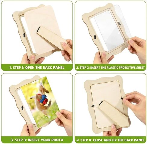 إطار صور خشبي مقاس 4x6 DIY، إطار غير مكتمل مع طبقة واقية للصور. مثالي لعيد الأم، وحفلات أعياد الميلاد، وعيد الأب، والذكرى السنوية لعيد الحب in Kuwait