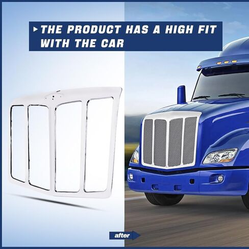 Chrome Front Hood Radiator Replacement Grille Surround fit for 2013-2022 Peterbilt 579 (Without Bug Screen) in Kuwait