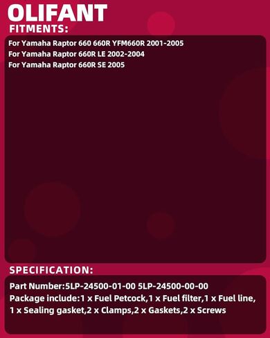 صمام الوقود بيتكوك لياماها رابتور 660 660R YFM660R 2001-2005/رابتور 660R لو 2002-2004/رابتور 660R SE 2005 استبدال 5LP-24500-01-00 in Kuwait