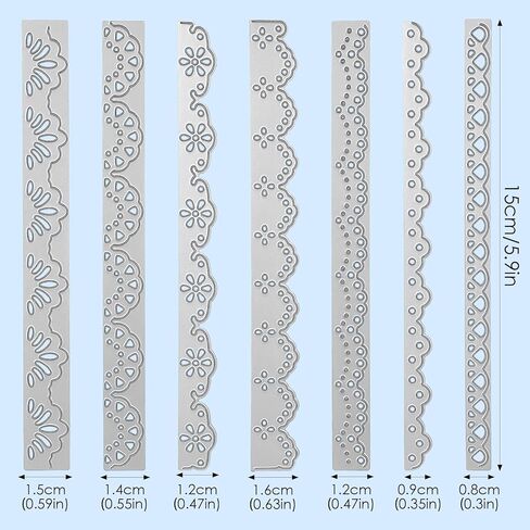 7 Pcs Lace Layer Border Cutting Dies, Precision Carbon Steel Metal Die Cuts for Card Making, Vintage Flower Edge Cutting Dies Embossing Stencils for Scrapbooking Album DIY Craft Paper Decor in Kuwait