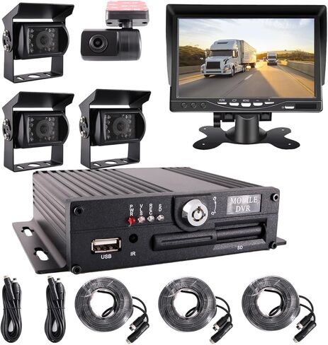 JOINLGO 4 Channel 256GB 1080P AHD HD Mobile Vehicle Car DVR MDVR Video Recorder Kit with 4pcs Waterproof Side Rear View Backup Night Vision Metal IR 2.0MP Car Camera 7" HD Car Monitor in Saudi Arabia