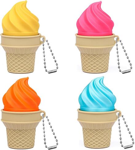 4 Pieces Ice Cream Clicker Fidget Toy Keychain - Mechanical Button Finger Clicker for Stress Relief, Sensory, and Pass Time - Keyring for Home, Office, Travel - Ideal Gift for Adults in Saudi Arabia
