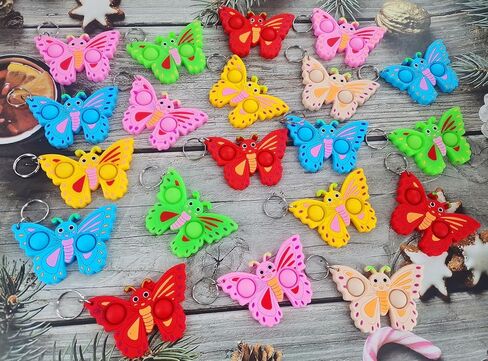 20 قطعة من سلسلة مفاتيح فيدجيت ميني بوب على شكل فراشة على شكل فقاعات كبيرة، من أجل ألعاب الأطفال هدايا حفلات العطلات، لوازم أعياد الميلاد، هدايا للطلاب في الفصل الدراسي الصيفي in Kuwait