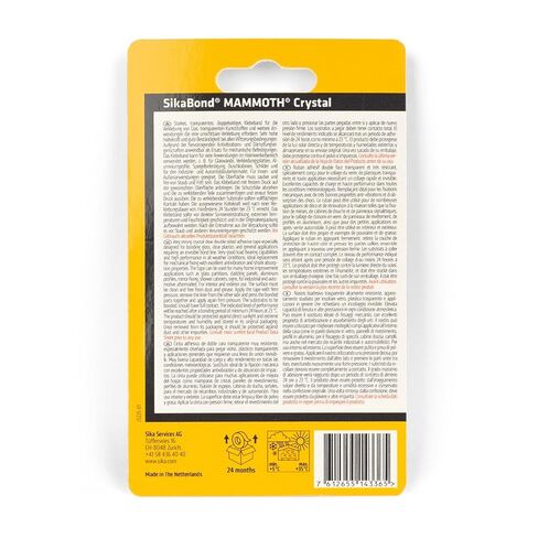 SIKA - Extra-Strong Transparent Double-Sided Tape - SikaBond Mammoth Crystal - Fast No-Drill Mounting - Instant Hold - Easy Application - Indoor & Outdoor - 1.5m in Kuwait