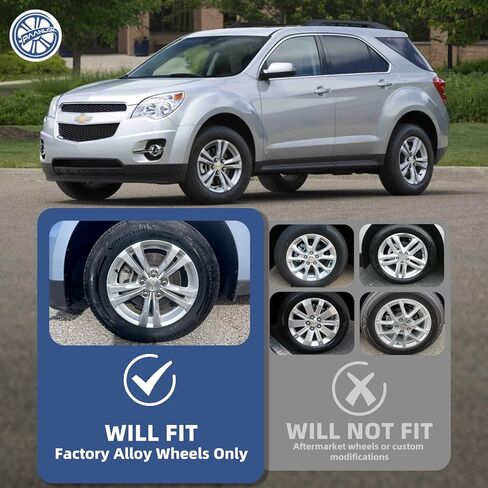 17 Inch Black Wheel Skins Compatible with 2010-2017 Chevrolet Equinox, Fits OEM 17" Factory 5 Double-Spoke Alloy Wheels #23406147, OEM Style Snap-On Wheel Covers 4-Pack in Kuwait