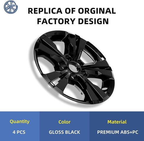 17 Inch Black Wheel Skins Compatible with 2010-2017 Chevrolet Equinox, Fits OEM 17" Factory 5 Double-Spoke Alloy Wheels #23406147, OEM Style Snap-On Wheel Covers 4-Pack in Kuwait