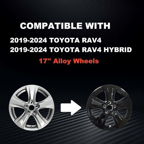 Glossy Black Wheel Skins Compatible with 2019-2024 Toyota RAV4/RAV4 Hybrid ;Set of 4 Pcs;17 inch in Kuwait