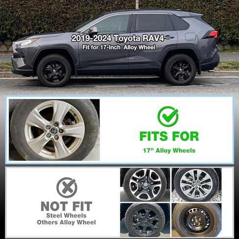Glossy Black Wheel Skins Compatible with 2019-2024 Toyota RAV4/RAV4 Hybrid ;Set of 4 Pcs;17 inch in Kuwait