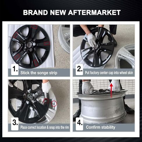 Glossy Black Wheel Skins Compatible with 2019-2024 Toyota RAV4/RAV4 Hybrid ;Set of 4 Pcs;17 inch in Kuwait