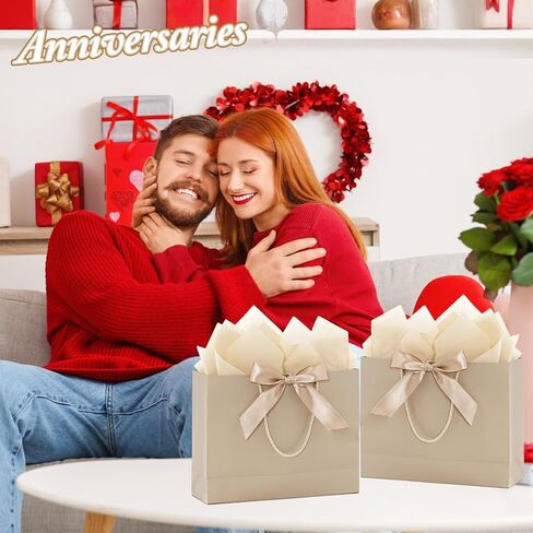عبوة من 2 أكياس هدايا كبيرة من Addblu بمقابض وأوراق مناديل، مقاس 12.6 × 10 × 4 بوصة، حقائب هدايا شكرًا لك مع بطاقات لعيد الأم، وعيد الميلاد، وحفلة استقبال المولود الجديد، وحفلات الزفاف ووصيفات العروس (حقيبة هدايا الشمبانيا، قطعتان) in Kuwait