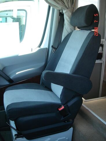 أغطية مقاعد Durafit T116-X7/X1 أغطية مقاعد عالمية منخفضة الظهر، مناسبة للمقاعد ذات الوسائد الهوائية الجانبية ومساند الذراعين الداخلية وأعمدة مسند الرأس المزدوجة. رمادي مع إدراجات سوداء من نسيج قطني طويل للسيارات in Kuwait