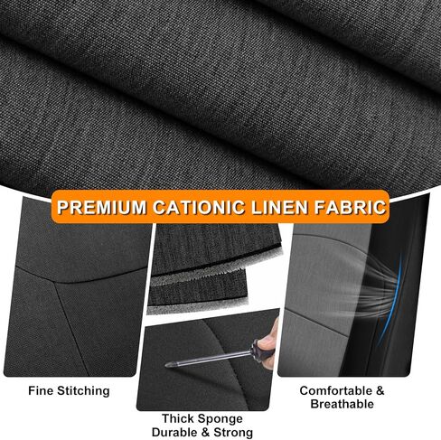 Seat Covers Compatible with 2024 2025 2026 Toyota Tacoma Double Cab SR/SR5/TRD/Limited Full Set, Heavy Duty Cationic Linen Fabric Seat Protector in Kuwait