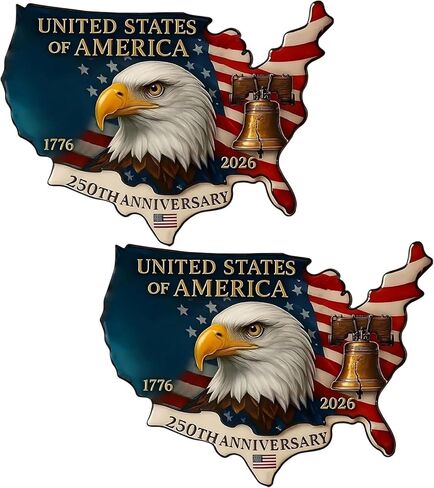 250 Years of American Anniversary Car Magnet - 1776-2026 250th Birthday Patriotic Magnetic - for Truck, SUV, Fridge | Celebrate 250 Years of Independence, Liberty & National Pride (D 2PCS) in Saudi Arabia