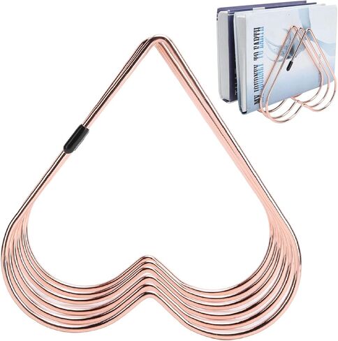 Magazine File Holder, Heart Shaped Book Rack, Metal Wire Desktop Book Organizer, 4 Slots Rose Gold for Home Office, Students, and Professionals (Pink Gold) in Kuwait
