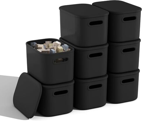 8 Pack Colorful Storage Bins with Lids for Shelves, Classroom Storage Bins, Stackable Colored Bins, Plastic Storage Containers with Lids for Organizing, Storage Boxes for Craft, Art Supplies in Saudi Arabia