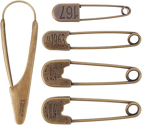 arricraft 5 Pcs Extra Large Vintage Safety Pins, 5 Styles Antique Bronze Heavy Duty Safety Pins Vintage Brooch Pin Sweater Shawl Clip Kilt Pin for Scarf Hat Sweater Skirt Shawl in Kuwait