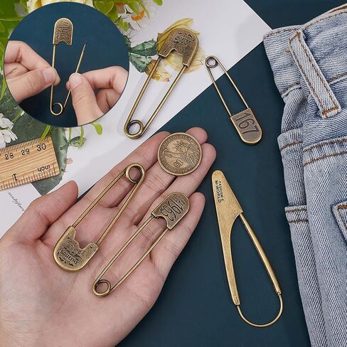 arricraft 5 Pcs Extra Large Vintage Safety Pins, 5 Styles Antique Bronze Heavy Duty Safety Pins Vintage Brooch Pin Sweater Shawl Clip Kilt Pin for Scarf Hat Sweater Skirt Shawl in Kuwait