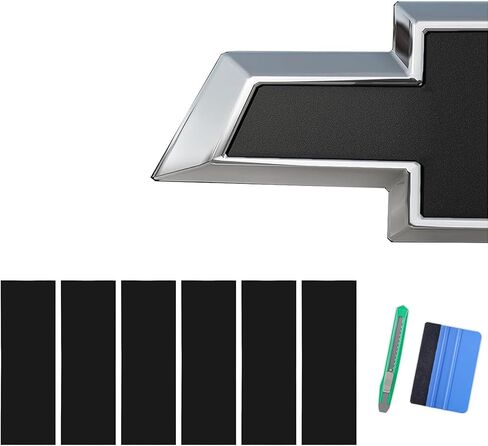 Arespark Emblem Wrap Kit, 6PCS DIY Cut-Your-Own Emblem Overlay Decals Compatible with Chevy Bowtie Logo, Matte Black Car Stickers (11.8'' x 4.3'') with Tool Kits in Saudi Arabia