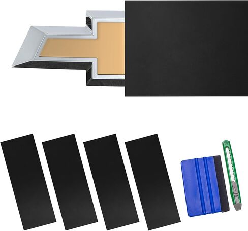Arespark Emblem Wrap Kit, 6PCS DIY Cut-Your-Own Emblem Overlay Decals Compatible with Chevy Bowtie Logo, Matte Black Car Stickers (11.8'' x 4.3'') with Tool Kits in Saudi Arabia