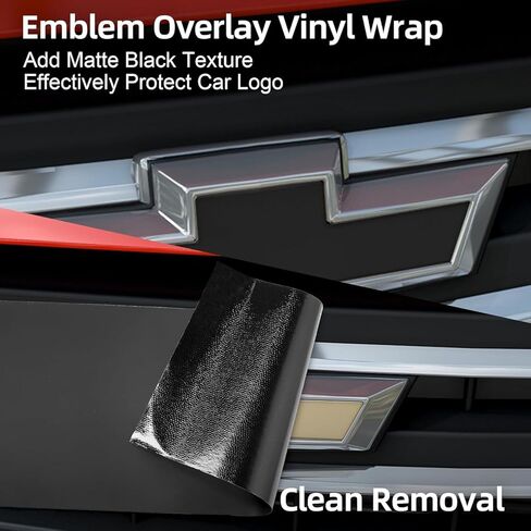 Arespark Emblem Wrap Kit, 6PCS DIY Cut-Your-Own Emblem Overlay Decals Compatible with Chevy Bowtie Logo, Matte Black Car Stickers (11.8'' x 4.3'') with Tool Kits in Saudi Arabia