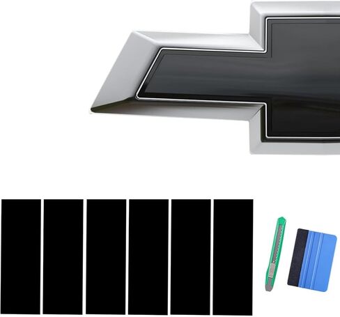 Arespark Emblem Wrap Kit, 6PCS DIY Cut-Your-Own Emblem Overlay Decals Compatible with Chevy Bowtie Logo, Matte Black Car Stickers (11.8'' x 4.3'') with Tool Kits in Saudi Arabia