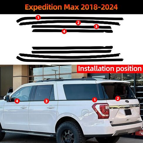Side Window Trim Chrome Delete Blackout Overlay Kit Pre-Cut Vinyl Compatible for Expedition Max 2018-2024 in Saudi Arabia