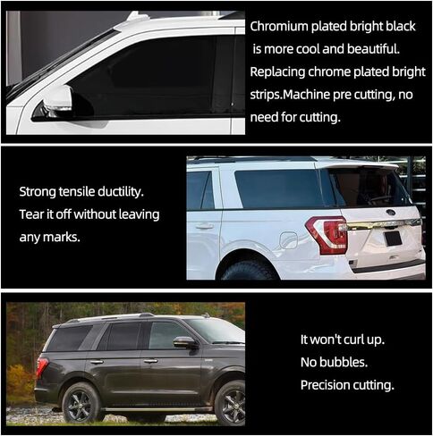Side Window Trim Chrome Delete Blackout Overlay Kit Pre-Cut Vinyl Compatible for Expedition Max 2018-2024 in Saudi Arabia