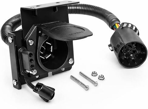 7-Way Blade and 4-Way Flat Trailer Wiring Adapter, Dual-Output Vehicle 7 & 4 Pin Truck Plug with Mounting Bracket, Multi-Tow Automotive Accessories, Compatible with Aspen Pacifica Dakota in Kuwait