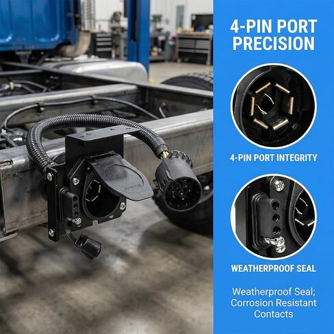 7-Way Blade and 4-Way Flat Trailer Wiring Adapter, Dual-Output Vehicle 7 & 4 Pin Truck Plug with Mounting Bracket, Multi-Tow Automotive Accessories, Compatible with Aspen Pacifica Dakota in Kuwait