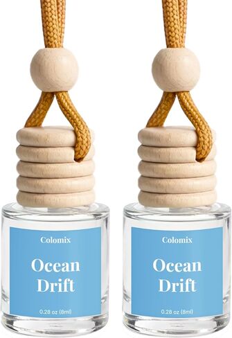 معطرات هواء للسيارة معلقة، موزع روائح عطرية للسيارة من كولوميكس أوشن دريفت، عبوتان، مزيل تلقائي للرائحة في زجاجة زجاجية، رائحة طبيعية تدوم طويلاً لخزانة السيارة والمزيد in Kuwait