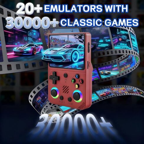 وحدة تحكم ألعاب محمولة RG36PRO - تدعم 30000+ ألعاب كلاسيكية، بطاقة TF 64 جيجا، نظام مفتوح المصدر، شاشة 3.5 بوصة، بطارية 3000 مللي أمبير، وحدة تحكم محمولة للسفر، هدية للكبار أو الشريك - أحمر in Kuwait