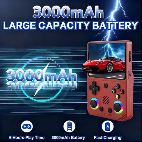 وحدة تحكم ألعاب محمولة RG36PRO - تدعم 30000+ ألعاب كلاسيكية، بطاقة TF 64 جيجا، نظام مفتوح المصدر، شاشة 3.5 بوصة، بطارية 3000 مللي أمبير، وحدة تحكم محمولة للسفر، هدية للكبار أو الشريك - أحمر in Kuwait