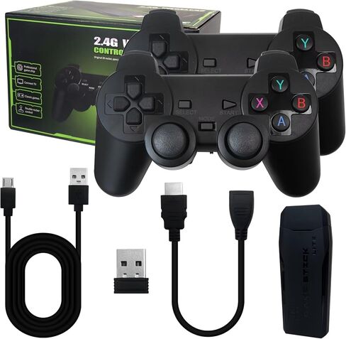 USonline911 M8 Retro Gaming Console with 9 Emulators 64G Wireless Game Stick 20000+ Games 4K HDMI Output Plug and Play Handheld Game Console with 2.4G Wireless Controller Gamepad in Kuwait
