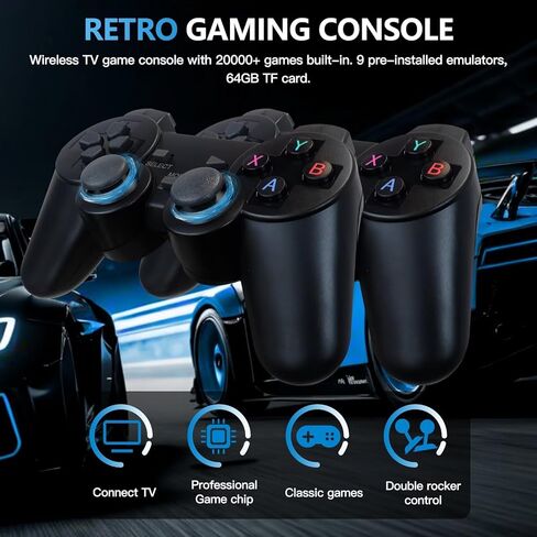 USonline911 M8 Retro Gaming Console with 9 Emulators 64G Wireless Game Stick 20000+ Games 4K HDMI Output Plug and Play Handheld Game Console with 2.4G Wireless Controller Gamepad in Kuwait