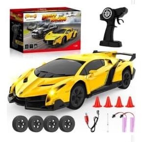 1:24 Licensed Lamborghini Remote Control Cars - 2.4 GHz RC Cars with 4 Drift Tires and Road Blocks, Toys for Boys Age 5 Years Old +, Birthday Gifts for Kids in Saudi Arabia