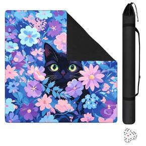 Blue Mahjong Mat for Table, 31.5*31.5in Anti Slip American Mahjong Table Cloth, Noise Reduction, Neoprene Mah jongg Mat with Carrying Bag & 3 Dices, Mahjong Set Gift for Board Tile Games Mats, Peacock in Saudi Arabia