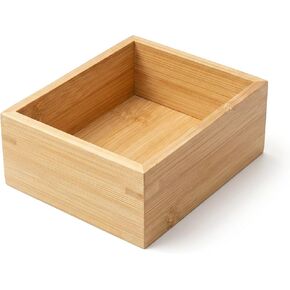 Solid Bamboo Small Drawer Organizer Tray - 5.9"x5.1"x2.4" Multi-Purpose Wooden Storage Bin for Kitchen Utensils, Bathroom Essentials, Office Supplies, Makeup and Jewelry in Saudi Arabia