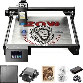 نقش ليزر Ray5 20 وات أطول مع مجموعة مساعدة هوائية 3 في 1 مجموعة أسطوانة دوارة DIY أداة القطع بالليزر باستخدام الحاسب الآلي للخشب الزجاجي المعدني، منطقة النقش 400 * 365 مم in Kuwait