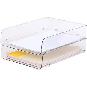 Gagee 4 Pack Paper Storage Organizer,Clear PET Letter Tray, A4 Size Stackable Document Organizer for Notes, Pens, File Paper, Desk, Office Organization and Storage in Kuwait