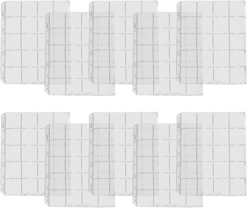 Clear PVC Coin Holder Sheets 20 Pockets Loose Leaf for PAGES with 9 Holes for Coin Collection Tokens Medals Badges Organization Fits up to 50mm Diameter(10pcs) in Kuwait