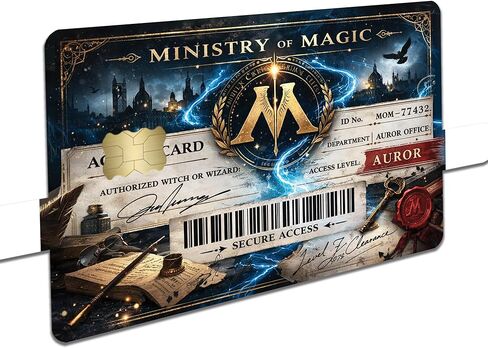 غطاء لاصق لبطاقة الوصول لبطاقة الائتمان من Magic Ministry، غلاف لاصق مكون من قطعتين - تصميم خيالي لهيئة الساحر in Kuwait