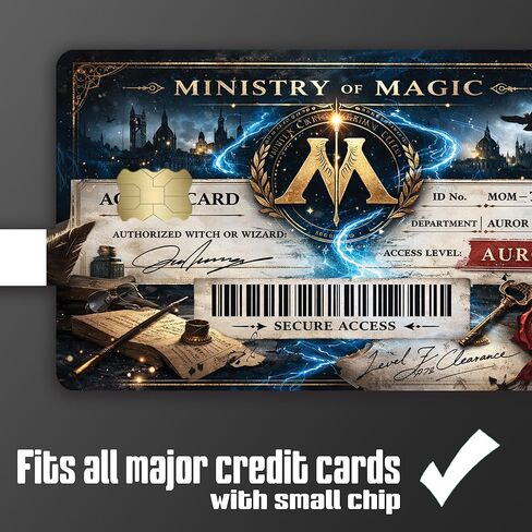 غطاء لاصق لبطاقة الوصول لبطاقة الائتمان من Magic Ministry، غلاف لاصق مكون من قطعتين - تصميم خيالي لهيئة الساحر in Kuwait