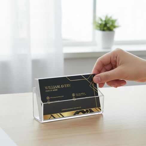 قطعتان من حامل بطاقات العمل الأكريليك، حامل عرض أكريليك شفاف مثبت على الحائط، منظم مكتبي لبطاقات الاتصال المكتبية مع 10 نقاط لاصقة للتركيب على الحائط أو وضعها على المكتب يناسب 40-60 بطاقة عمل in Kuwait