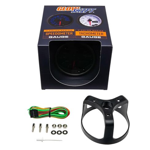 GlowShift Tinted 7 Color 100 MPH Speedometer Gauge - Mounts in Custom Dashboard - Odometer - Resettable Trip Meter - Black Dial - Smoked Lens - 3-3/8" 85mm in Saudi Arabia